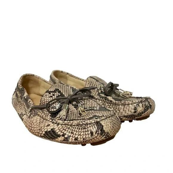 Cole Haan Garnet Leather Snakeskin Driving Mocs Loafers Flats Tassel Size 7.5 - Picture 5 of 15